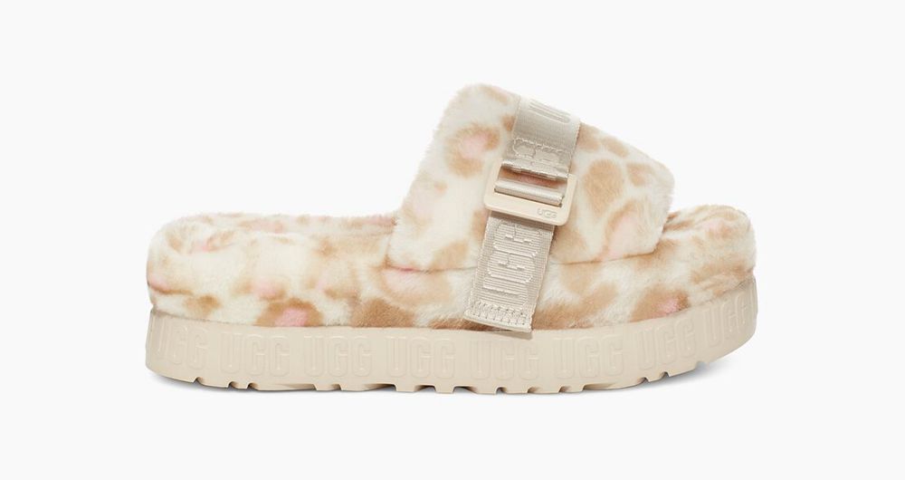 Ugg Sandal Womens - Ugg Fluffita Her Print White - 741TIXUSQ